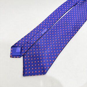 Brioni Navy Blue & Red Micro Motif Silk Tie